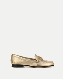 Veronica Beard Flats & Loafers>Penny Metallic Leather Loafer in