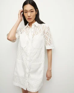Veronica Beard Dresses>Rafaela Cotton Eyelet Shirtdress in