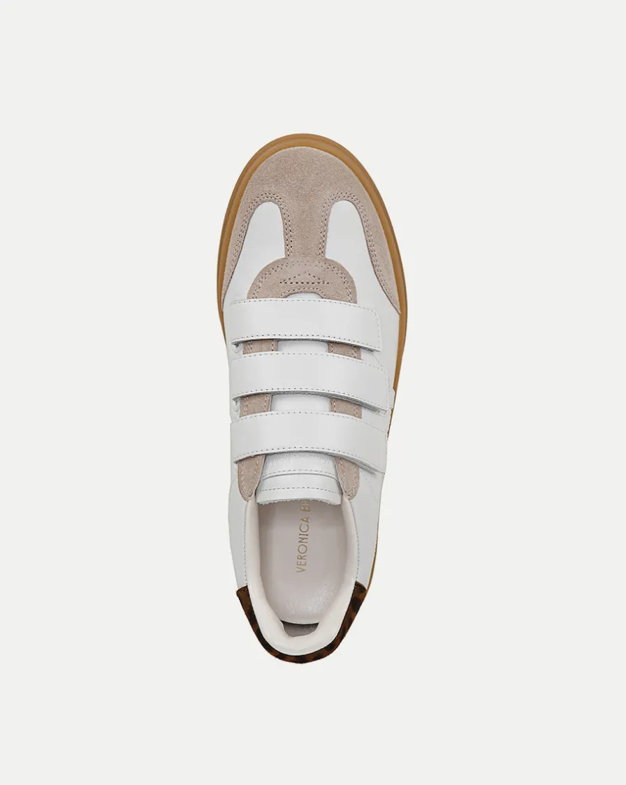 Veronica Beard Sneakers>Reagan Velcro Sneaker in White & Leopard