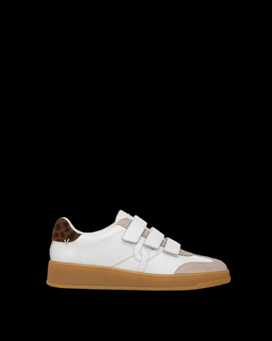 Veronica Beard Sneakers>Reagan Velcro Sneaker in White & Leopard