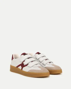Veronica Beard Sneakers>Reagan Velcro Sneaker in White & Red