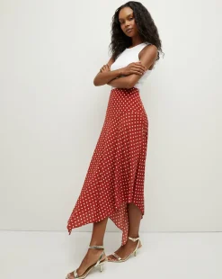 Veronica Beard Skirts & Shorts>Rosemary Polka-Dot Skirt in Brick Red/Ecru