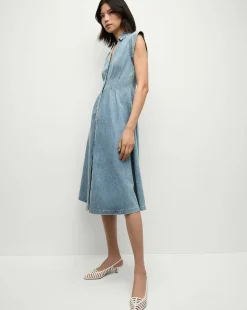 Veronica Beard Dresses>Ruben Denim Dress in Pebble Stone