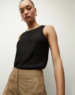 Veronica Beard Tops>Sabrina Satin Crepe Tank Top