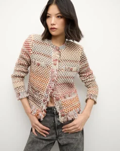 Veronica Beard Jackets & Outerwear|Sweaters>Sariyah Knit Jacket in Red Multi