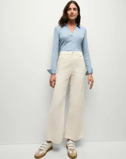 Veronica Beard Tops>Scottie Button-Down Shirt in Smoke Blue