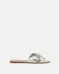 Veronica Beard Sandals>Seraphina Metallic Leather Twist Sandal in