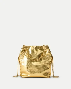 Veronica Beard Crossbody Bags|Party Dressing>Small Metallic Slouch Shoulder Bag in Antique Gold
