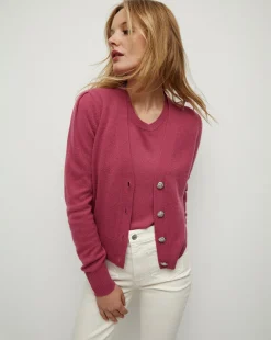 Veronica Beard Sweaters|Tops>Solene Raspberry Cashmere Cardigan