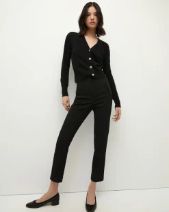 Veronica Beard Sweaters|Tops>Solene Rhinestone-Button Cashmere Cardigan in Black