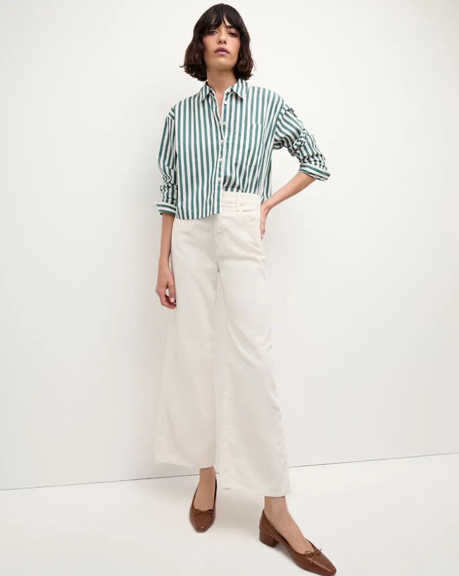 Veronica Beard Jeans|Pants>Taylor Cropped Corduroy Wide-Leg Pant in White
