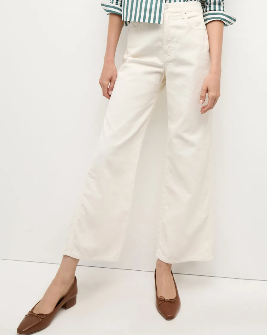 Veronica Beard Jeans|Pants>Taylor Cropped Corduroy Wide-Leg Pant in White