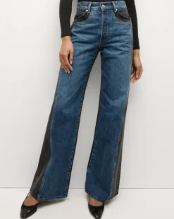 Veronica Beard Jeans|The Veronicas' Favorites>Taylor Two-Tone Wide-Leg Jean in Blue Moon Colorblock