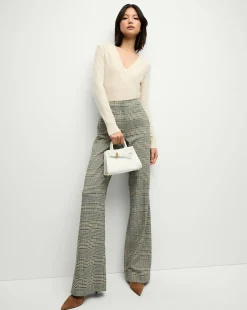 Veronica Beard Pants|Matching Sets>Tonelli Plaid Pant in Ecru/Green Multi