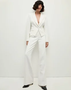Veronica Beard Pants|Matching Sets>Tonelli Tuxedo Stripe Pant in White