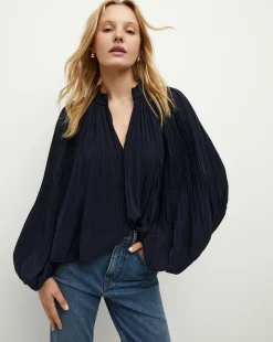 Veronica Beard Tops>Walker Pleated Top in