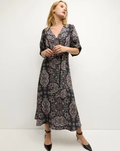 Veronica Beard Dresses>Wyatt Kaleidoscope-Print Dress in Navy Multi